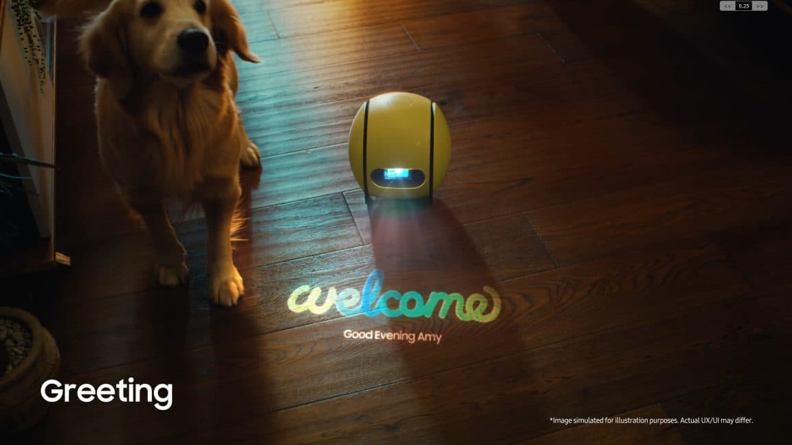 Samsungov rumeni robot Ballie v promocijskem videu na sejmu CES