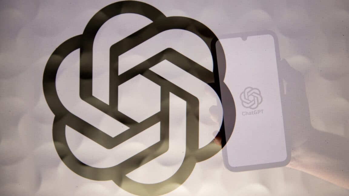 Conceptual illustration of OpenAI’s ChatGPT platform overshadowing departing researchers