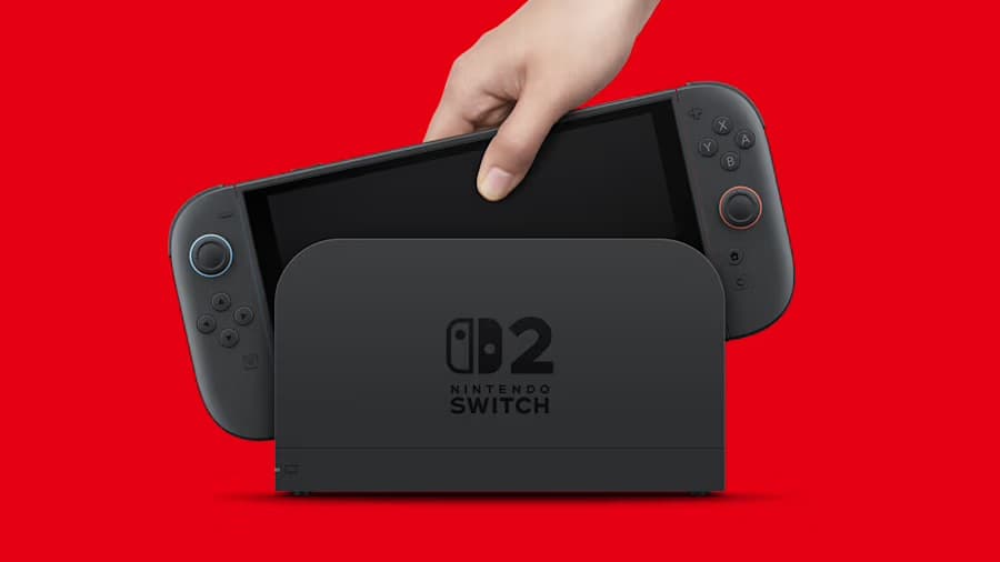 Nintendo Switch 2 handheld console showing a sharper upgraded game on its screen