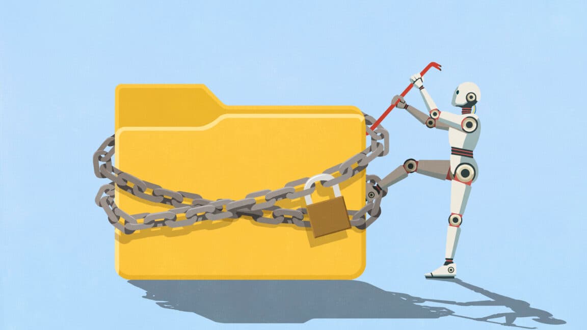 Concept illustration of an AI system scanning browser source code for security vulnerabilities