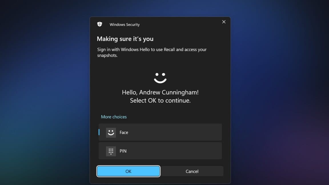 Screenshot of Windows 11 Recall interface alongside security analysis code window