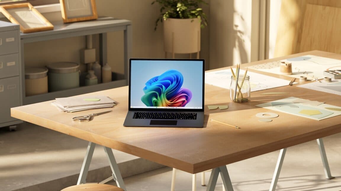 Close-up of a Windows 11 laptop running on an Arm-based processor