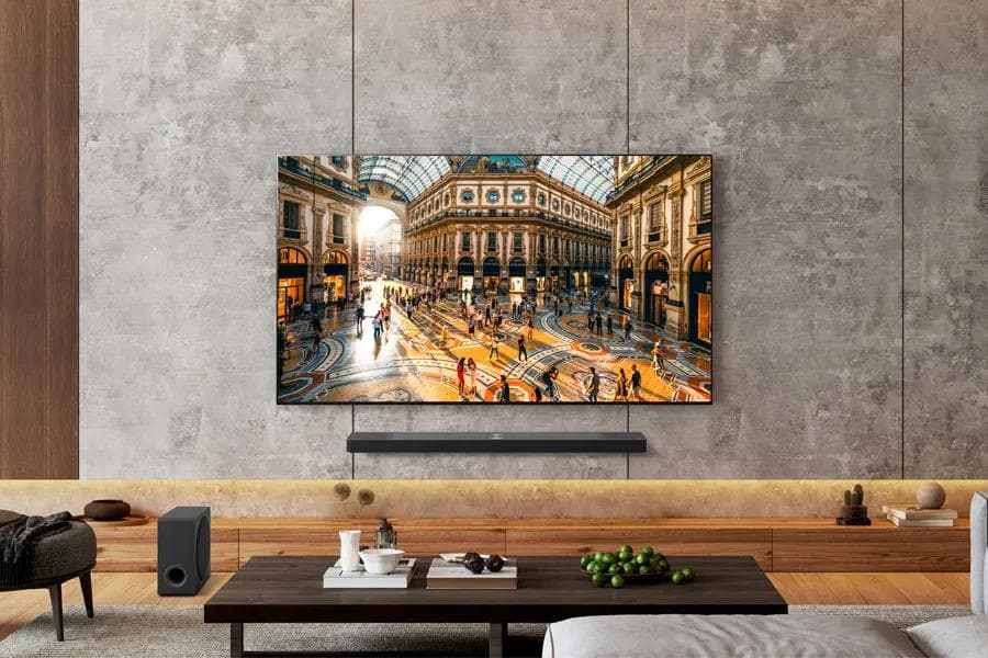 Large LG OLED TV in a modern living room, representing subscription-based TV rentals