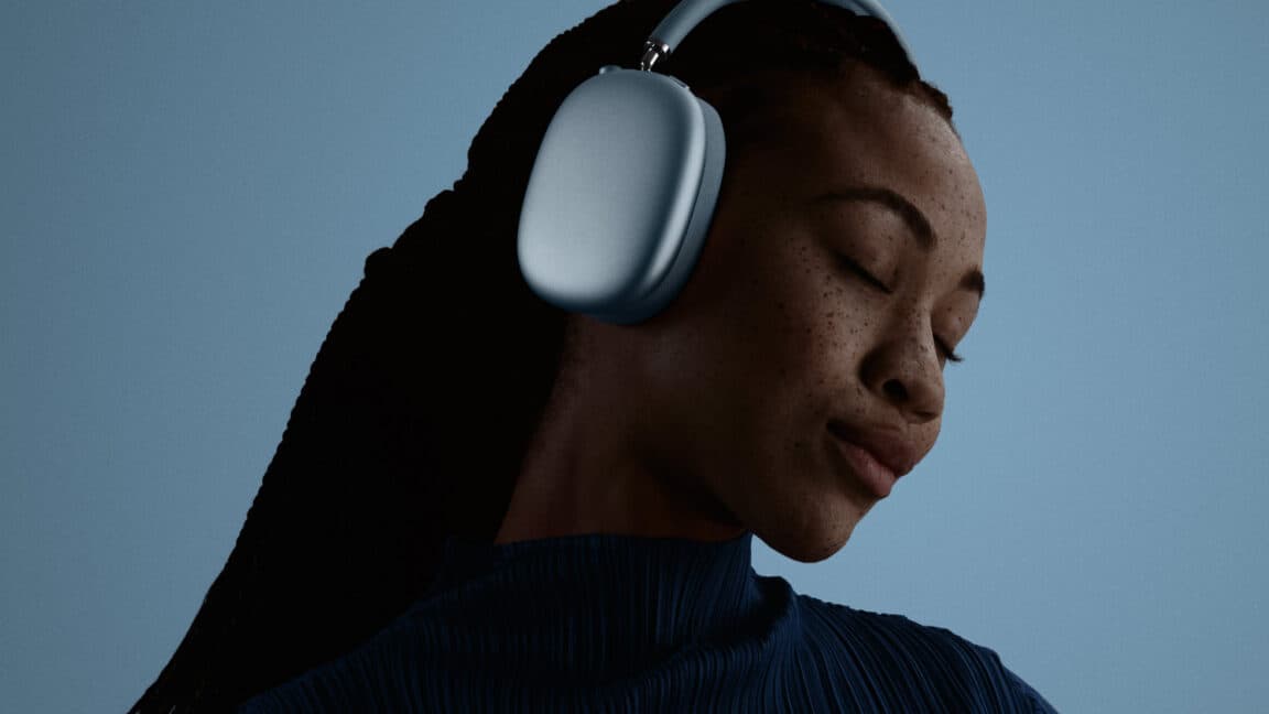 Close-up of Apple AirPods Max 2 wireless over-ear headphones on a desk
